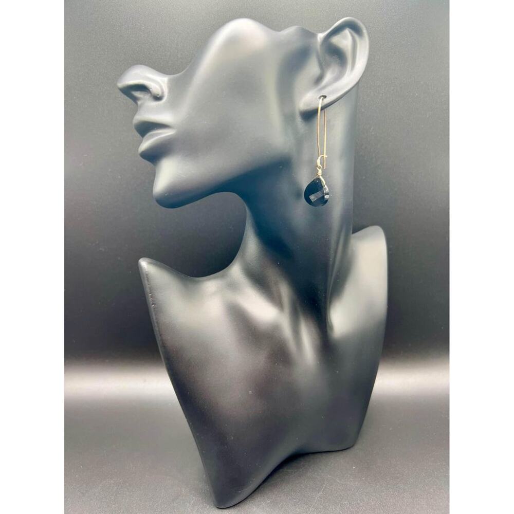 Black Beaded Teardrop Earrings